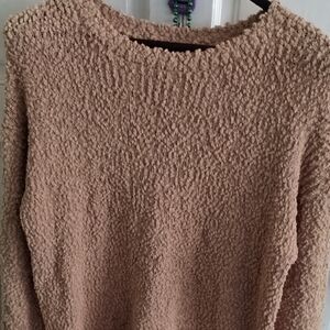 Textured Beige Crew Neck Sweater